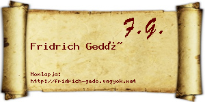 Fridrich Gedő névjegykártya